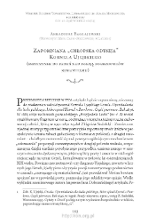 Zapomniana &bdquo;chłopska odyseja&rdquo; Kornela Ujejskiego (przyczynek do badań nad poezją pogrobowc&oacute;w romantyzmu)