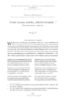 Sonet Adama Asnyka „Smutni rycerze…”. Dwie redakcje i replika