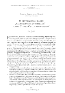O użyteczności poezji „na marginesie cywilizacji” – casus Tytusa Chyliczkowskiego