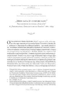 „Mens sana in corpore sano”. Prolegomena do poezji „Sokołów” w „Przewodniku Gimnastycznym «Sokół»” 1881–1894