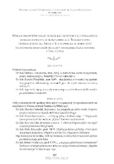 Wykaz odczyt&oacute;w oraz imprez naukowych i kulturalnych zorganizowanych przez oddziały Towarzystwa Literackiego im. Adama Mickiewicza w roku 2016 (na podstawie sprawozdań oddział&oacute;w sporządzili Karol Jaworski i Eliza Kącka)