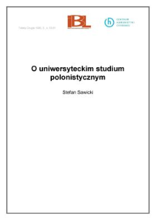 O uniwersyteckim studium polonistycznym