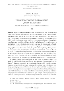 Problematyczne potomstwo &bdquo;Pana Tadeusza&rdquo;. Wok&oacute;ł pewnego tekstu rocznicowego