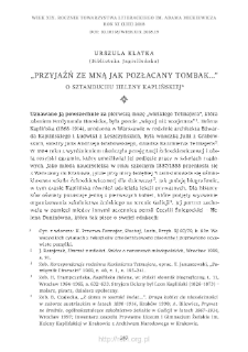 &bdquo;Przyjaźń ze mną jak pozłacany tombak&hellip;&rdquo;. O sztambuchu Heleny Kaplińskiej
