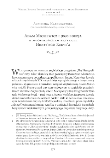 Adam Mickiewicz i jego poezja w młodzieńczym artykule Henry’ego Reeve’a