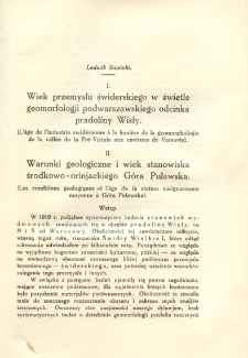 Wiek przemysłu świderskiego w świetle geomorfologii podwarszawskiego odcinka pradoliny Wisły