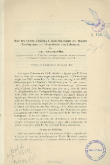 Sur les types d'oiseaux n&eacute;otropicaux du Mus&eacute;e Zoologique de l'Acad&eacute;mie des Sciences