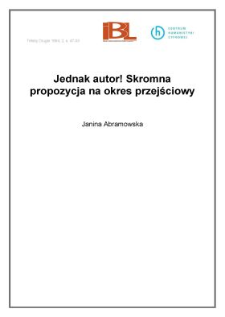Jednak autor! Skromna propozycja na okres przejściowy