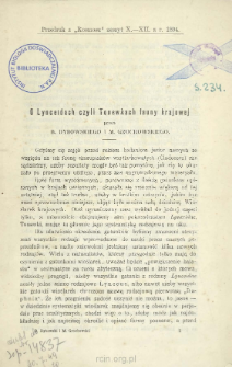 O Lynceidach czyli Tonewkach fauny krajowej