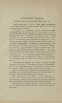 I-szy Zjazd Anatomiczno-Zoologiczny w Warszawie. Otwarcie Zjazdu