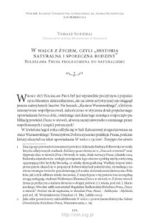 &bdquo;W walce z życiem&rdquo;, czyli &bdquo;historia naturalna i społeczna rodziny&rdquo; Bolesława Prusa prolegomena do naturalizmu
