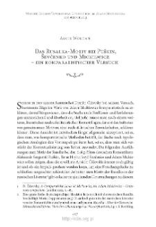 Das Rusalka-Motiv bei Pu&scaron;kin, &Scaron;evčenko und Mickiewicz &ndash; ein komparatistischer Versuch