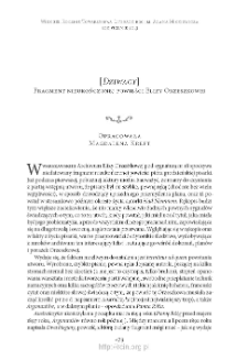 [&bdquo;Dziwacy&rdquo;]. Fragment nieukończonej powieści Elizy Orzeszkowej
