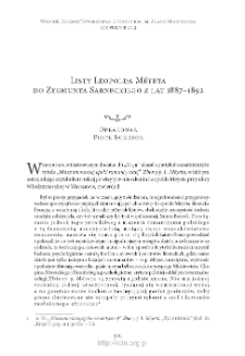 Listy Leopolda M&eacute;yeta do Zygmunta Sarneckiego z lat 1887&ndash;1892