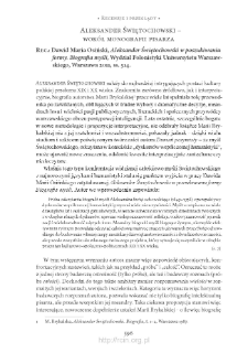 Aleksander Świętochowski &ndash; wok&oacute;ł monografii pisarza. Rec.: Dawid Maria Osiński, &bdquo;Aleksander Świętochowski w poszukiwaniu formy. Biografia myśli&rdquo;, Warszawa 2011