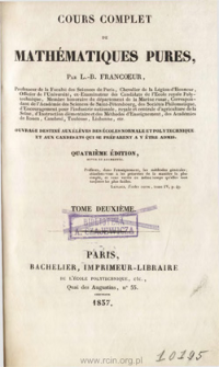 Cours complet de math&eacute;matiques pures. T. 2