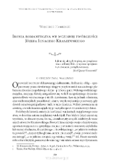 Ironia romantyczna we wczesnej twórczości Józefa Ignacego Kraszewskiego