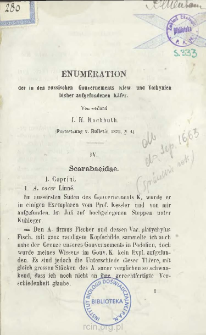 Enumeration der in den russischen gouvernements Kiew und Voliiynien bisher aufgefundenen k&auml;fer. IV Scarabaeidae