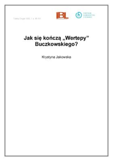 Jak się kończą "Wertepy" Buczkowskiego?