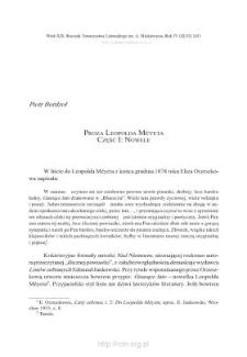 Proza Leopolda M&eacute;yeta. Część I: Nowele