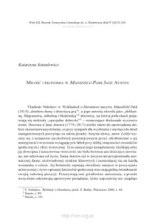 Miłość i ekonomia w &bdquo;Mansfield Park&rdquo; Jane Austen
