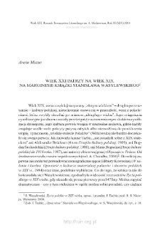 Wiek XXI patrzy na wiek XIX. Na marginesie książki Stanisława Wasylewskiego