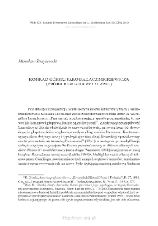 Konrad G&oacute;rski jako badacz Mickiewicza (Pr&oacute;ba rewizji krytycznej)