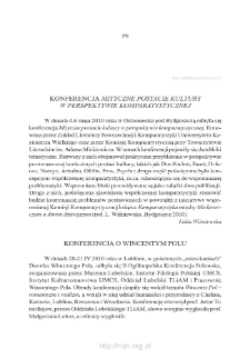 Konferencja &bdquo;Mityczne postacie kultury w perspektywie komparatystycznej&rdquo;