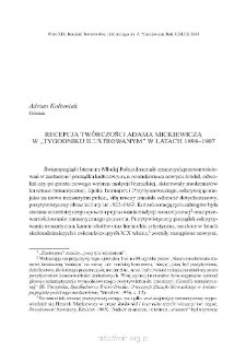 Recepcja tw&oacute;rczości Adama Mickiewicza w &bdquo;Tygodniku Ilustrowanym&rdquo; w latach 1898&ndash;1907