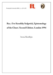 Eve Kosofsky Sedgwick, Epistemology of the Closet. Second Edition. London 1994