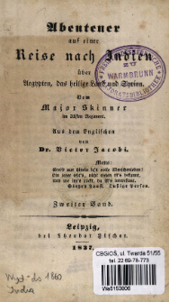 Abenteuer auf einer Reise nach Indien &uuml;ber Aegypten, das heilige Land und Syrien. Bd. 2