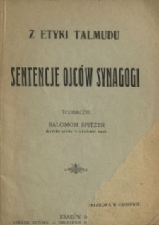 Sentencje Ojców Synagogi : z etyki Talmudu