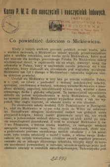 Co powiedzieć dzieciom o Mickiewiczu