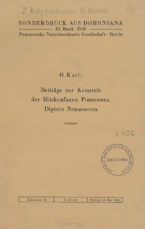 Beitr&auml;ge zur Kenntnis der M&uuml;ckenfauna Pommerns : Diptera Nematocera [Teil 3]