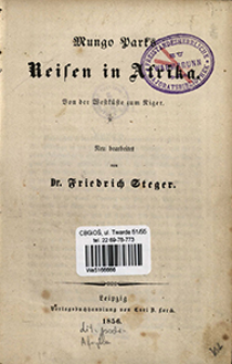 Mungo Park's Reisen in Afrika : von der Westk&uuml;ste zum Niger.