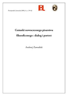 Gatunki nowoczesnego pisarstwa filozoficznego : dialog i portret