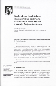 Biochemiczna i molekularna charakterystyka bakteriocyn wytwarzanych przez bakterie z rodzaju Propionibacterium