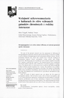 Micropropagation in in vitro culture efficiency of selected protected species Asteraceae