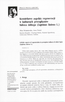 Cellular aspects of regeneration in protoplast culture of yellow lupin (Lupinus luteus L.)
