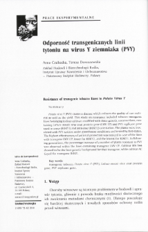 Resistance of transgenic tobacco lines to Potato Virus Y