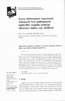 Regeneration efficiency evaluation of selected rapeseed (Brassica napus ssp. oleifera) doubled haploid lines