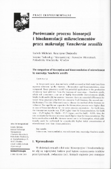 The comparison of biosorption and bioaccumulation of microelement by macroalga Vaucheria sessilis