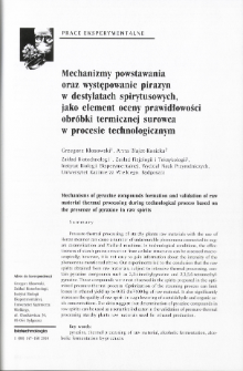 Mechanisms of pyrazine compounds formation and validation of raw material thermal processing during technological process based on the presence of pyrazine in raw spirits