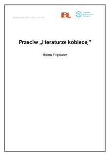 Przeciw "literaturze kobiecej"