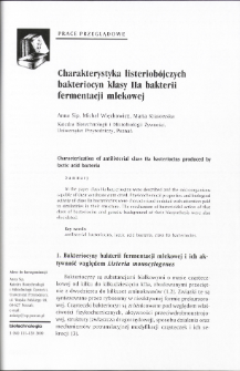 Charakterystyka listeriobójczych bakteriocyn klasy IIa bakterii fermentacji mlekowej
