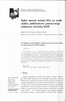 The influence of DNA isolation’s method on result of genetic similarity analysis made with RAPD technique