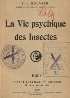 La Vie psychique des Insectes