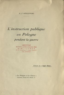 L'instruction publique en Pologne : pendant la guerre