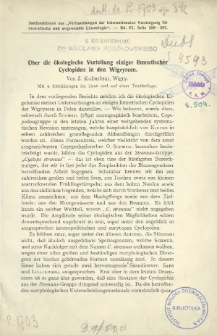 &Uuml;ber die &ouml;kologische Verteilung einiger limnetischer Cyclopiden in den Wigryseen