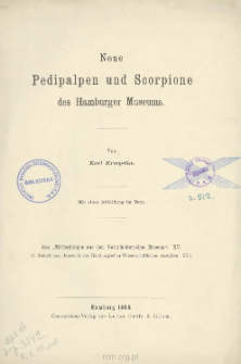Neue Pedipalpen und Scorpione des Hamburger Museums